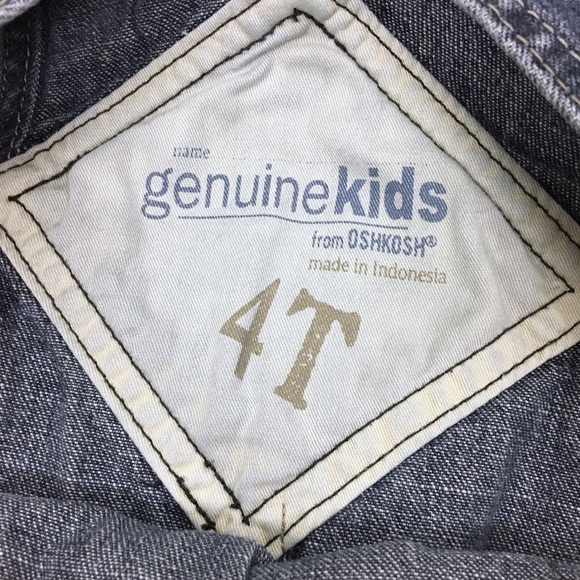 OSHKOSH Overalls Genuine Kids Long Pants Dark Wash Distressed Denim Size 4T - Picture 6 of 8